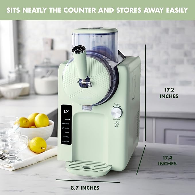 GreenPan Frost Ice Cream Maker & Slushie Machine, Soft Serve, Sorbet, Margaritas, Milkshakes, Frozen Yogurt, No Pre-Freezing, Ready in 15 Mins, 6 Modes, 7 Textures, Self-Cleaning, Family Size, Green