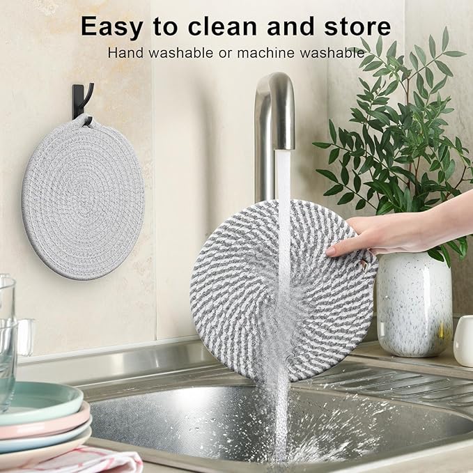 8" Trivets for Hot Dishes, 6 Pack Hot Pads for Kitchen Counter & Dining Table, Heat Resistant | Scratches | Stains Cotton Trivets for Hot Pots and Pans