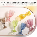 Colored Vintage Wine Glasses Set of 6 – 10.5 Ounces Colored Glass Water Goblets, drinking glasses for Mothers Day, Wedding, Holiday, or Fancy Glassware for everyday