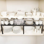 Simple Houseware Expandable Stackable Cabinet and Counter Shelf Organizer with Steel Surface, 9" D x 12.75" W x 5.9" H, Bronze