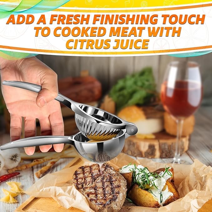 Stainless Steel Lemon Squeezer – Lemon Juicer Squeezer Manual Citrus Juicer | Dishwasher Safe Citrus Press | Corrosion-Resistant | Effortless Maximum Juice Extraction for Lemons, Limes, Oranges & More