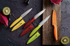 VITUER Paring knife, 4PCS Paring knives (4 Knives and 4 Knife cover), 4 Inch Peeling Fruit and Vegetable Knife, Ultra Sharp Kitchen Knives, German Steel, PP Plastic Handle