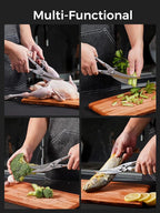 Full Steel Poultry Shears Heavy Duty, Professional Bone Cutting Scissors for Chicken, Meat, Turkey & Fish, Sharp & Durable Kitchen Shears, Dishwasher Safe