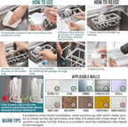 TAILI 4-in-1 Sponge Holder for Kitchen Sink with Strong Suction Cup Removable, Rustproof Stainless Steel Sink Caddy for Sponge, Brush, Scrubber, Scraper -White