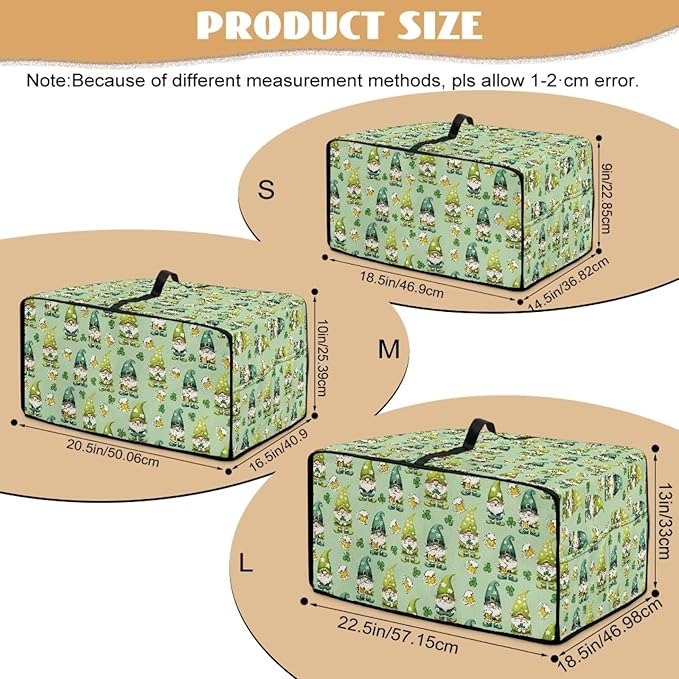 St. Patrick's Day Gnome Print Toaster Oven Cover, Clover Beer Pattern Anti Scratch Microwave Cover for Kitchen Countertop Appliance Dust Protector Decorative Oven Accessories, Green, S