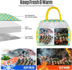 douyadady Lunch Bag Women/Men Lunch Box Women/Men (Yellow+Blue Checkerboard)