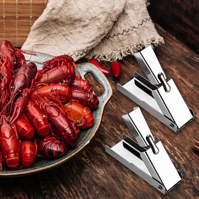 4pcs Crayfish Peeler Tool, Stainless Steel Crawfish Sheller Device Quick Shrimp Tails Remover Tool Practical Gadget Accessories for Kitchen Restaurant Outdoor Events (Silver)