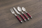 Cambridge Silverware Set, Jubilee Red 16-Piece Flatware Set, Red Thick Handles, Service For 4, Stainless Steel, Dishwasher Safe, Knives Spoons Forks, Home & Kitchen Utensils Set (Red/Silver, 16 Piece)