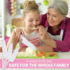 Zulay 3-Piece Kids Knife Set for Real Cooking & Baking - Toddler Knives for Cutting Fruits, Veggies, & Cake - Children’s Montessori Knife with Serrated Edges - Safe & Fun Lettuce Knife (Pink)