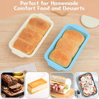 Nonstick Silicone Bread Loaf Pan: 9.5 x 5 Inch Bread Pan for Homemade Rye with Metal Frame - Loaf Mold for Baking Oven - Housewife Baker Home Baking Enthusiasts (Beige & Mint Green)