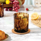 Joseph Sedgh Collection Tortoise Shell DOF Lowball Glass Set of 4 – 10.15 oz Borosilicate Whiskey & Cocktail Glasses – Stylish, Lead-Free, Dishwasher Safe – Gift Box Included