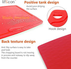 Liflicon Thick Silicone Cutting Boards for Kitchen Silicone Chopping Boards/Mats Set of 2 Extra Large14.6''x10.43'', Mini 9.1”x7.1” Non-slip Deep Drip Juice Groove, Dishwasher Safe-Red
