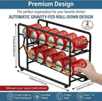 CANYAVE Soda Can Organizer Storage Rack, 2 Pack Stackable Beverage Soda Can Dispenser Organizer Holder for Refrigerator, Cabinet, Pantry (Black)