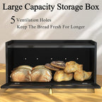 ETMI Black Bread Box for Kitchen Countertop - Modern bamboo Bread box with Window Bread Storage Container