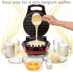 Moss & Stone Belgian Waffle Maker, Electric Flip Waffle Machine with Adjustable Temperature Control, Non-Stick Grids for Smooth Release, Compact 8-Inch Round Waffle Maker, Red