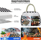 douyadady Lunch Bag Women/Men Lunch Box Women/Men (Black+White Checkerboard)