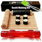 Sushi Making Kit – Clear Sushi Bazooka Roller & Bamboo Sushi Rolling Mat, Easy DIY Sushi Maker Tool Set for Beginners, Homemade Sushi Rolls for Kitchen & Party (Clear Red)