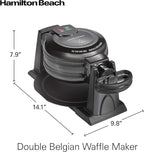 Hamilton Beach 26201 Belgian Waffle Maker with Removable Nonstick Plates, Double Flip, Makes 2 at Once, Black
