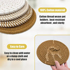 Trivets for Hot Dishes, Hot Pads for Kitchen, 7'' Trivets for Hot Pots and Pans, Pot Holders for Kitchen, Pot Holders Heat Resistant 4-Pcs, Kitchen Essentials for New Home (Brown)