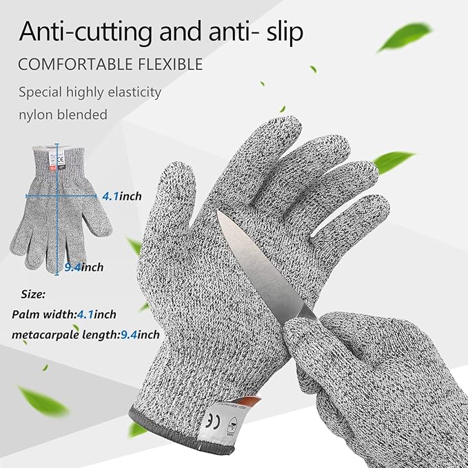Oyster Shucking Knife,Oyster Knife,SPEENSUN Full Tang Not Easy to Break And Bend,More Secure with Oyster Shucking Glove ( 2Knife And 1Glove M )
