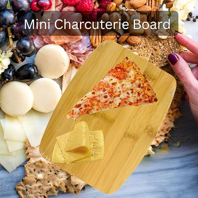 Set of 24, Bulk Mini Bamboo Cutting Boards – Thin 8x6" Blank Wood Serving Tray, Charcuterie Platter, Hot Mat for Engraving, Personalized DIY Crafts, Wedding Gift, Rustic Table Decor, Wall Art