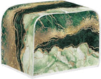 JEOCODY Teal Gold Marble Toaster Cover With Handle - 2 Slice Appliance Cover for Bread Maker, Kitchen Small Appliances, Universal Size Microwave Oven - Dustproof
