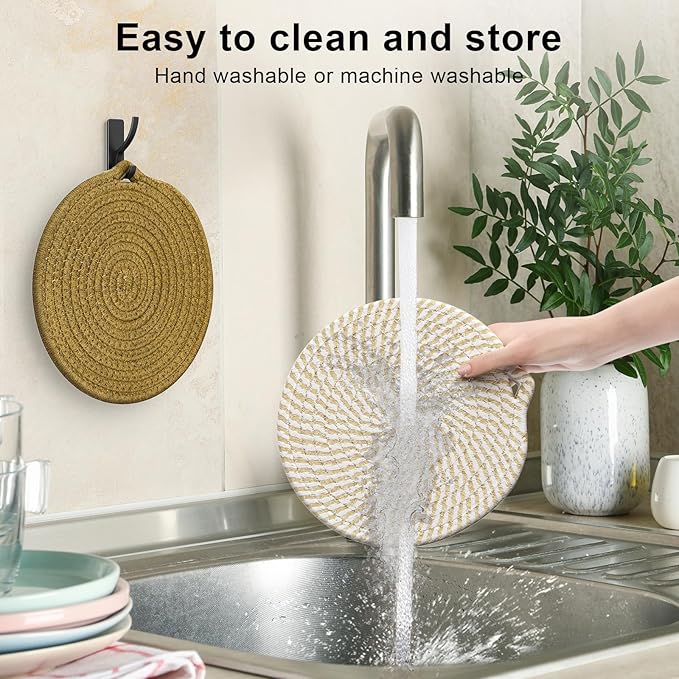 8" Trivets for Hot Dishes, 6 Pack Hot Pads for Kitchen Counter & Dining Table, Heat Resistant | Scratches | Stains Cotton Trivets for Hot Pots and Pans