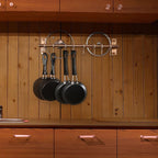 Dseap Kitchen Hooks for Hanging Utensils, Hanging Pot Rack, Kitchen Utensil Hanger Rail with 8 Hooks for Pots Pans, Spoons, Mugs, Wall Mounted, Stainless Steel, Antique Copper, Pack of 2