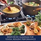 Rachael Ray Cucina Dishwasher Safe Hard Anodized Nonstick Cookware Pots and Pans Set, 12 Piece, Gray with Orange Handles