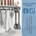 Wall Mount Utensil Rack, 15.7inch Pot Hangers for Kitchen, Kitchen Utensil Hanger for Spoons, Knives, Forks, Chopsticks, Knife Rack