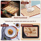 Silicone Baking Mat Set of 6, Macaron Silicone Baking Mat for Baking Sheets, Non-Stick & Reusable Silicone Mats for Baking Macarons, Cookies, Pastries, Pizza