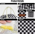 douyadady Lunch Bag Women/Men Lunch Box Women/Men (Black+White Checkerboard)