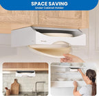 10-inch Paper Plate Dispenser Under Cabinet, Bamboo Paper Plate Holders, Kitchen Counter Vertical Plate Dispensers Holders Countertop Caddy (For 10-inch Plates, White)