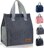 Mziart Minimalist Lunch Bag, Reusable Insulated Bag for Women Men Box Container Leakproof Simple Bento Tote Adults Cooler Work Office Picnic or Travel (Grey) M23HK-LB-005-JJ