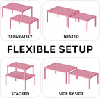 Simple Houseware Expandable Stackable Kitchen Counter Shelf Organizer, Pink, Metal Top, 11.25 in L x 7.9 in W x 5.4 in H