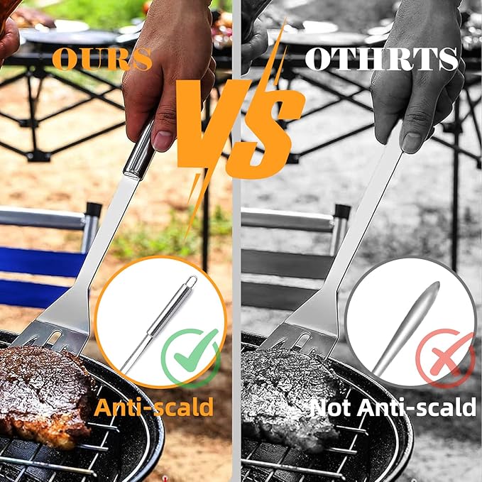 7pcs Barbecue Grill Utensils Set, Stainless Steel BBQ Tools for Outdoor Grill, Professional BBQ Accessories for Outdoor Grill, Grilling Gifts for Men, Dad, BBQ Lovers