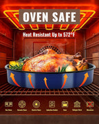 Enamel Roasting Pan Set Round Baking Dish 4-Pack 9/10/12/14 Inch Non Stick High Temperature Resistance Bakeware for Pizza & Salad, Oven Dishwasher Safe Mother Day Gift for Wife & Mom Cake Pan