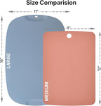 TPU Cutting Board Set of 3 9"x12" - Flexible Cutting Mats for Kitchen Knife Friendly, Cutting Mat Non-Slip Chopping Board Double Sided Scratch Resistant Food Grade Coral Mint Gray