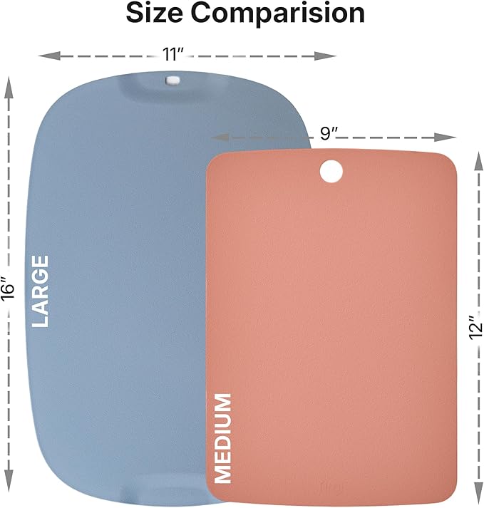 TPU Cutting Board Set of 2 9"x12" - Flexible Cutting Mats for Kitchen Knife Friendly, Cutting Mat Non-Slip Chopping Board Double Sided Scratch Resistant Food Grade Mint Gray