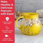 Ecolution Patented Micro-Pop Microwave Popcorn Popper with Temperature Safe Glass,3-in-1 Lid Measures Kernels and Melts Butter,Made Without BPA,Dishwasher Safe,3-Quart,Yellow,(Pack of 4)