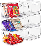 Sorbus Stackable Storage Bins Open Front, Clear Stackable Storage Bins, Pantry Bins for Storage and Organization, Acrylic Stackable Bins for Kitchen, Clear Pantry Organizer Bins (Small Wide 6 Pack)
