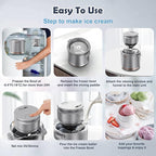 BRIOBITE 1.1 Quart Ice Cream Maker – Electric Ice Cream Machine for Gelato, Milkshakes & Sorbet,Perfect for 2-3 Servings, Easy to Use & Clean,Silver