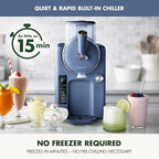 GreenPan Frost Ice Cream Maker & Slushie Machine, Soft Serve, Sorbet, Margaritas, Milkshakes, Frozen Yogurt, No Pre-Freezing, Ready in 15 Mins, 6 Modes, 7 Textures, Self-Cleaning, Family Size, Blue
