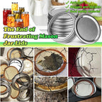 Palksky Stainless Steel Wide Mouth Canning Lids and Rings, Airtight/Rustproof Mason Jar Lids with Bands Set of 4