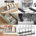2 Pack Expandable Food Storage Container Lid Organizers, 22" Pots and Pans Organizer Under Cabinet with 9 Adjustable Dividers Pot and Pan Lid Holders Rack Inside Cabinet(White)
