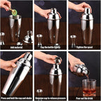 Umigy Cocktail Shaker Set Martini Shaker Bulk Stainless Steel Martini Mixer with Strainer and Double Measuring Jigger for Bar Party Home Use Wine Bar(25 Oz/ 750 ml,4 Packs)
