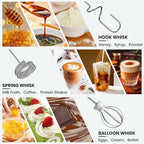 Colarlemo Milk Frother Handheld Rechargeable, Frother Wand Drink Mixer Electric Whisk for Coffee, Detachable With 3 Stainless Whisks, Hand Mixer for Lattes, Cappuccino, Matcha, Egg, No Stand, White