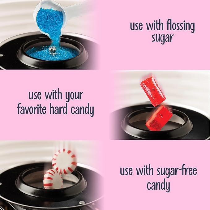 Nostalgia Vintage Cotton Candy Machine - Countertop Cotton Candy Maker With 2 Reusable Cones & 1 Sugar Scoop - Use Hard Candy or Sugar to Create Fluffy, Delicious Treats in Minutes-Pink