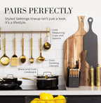 Black and Gold Knife Set for Kitchen with Block – 14-Piece Ultra-Sharp Stainless Steel Knives with Gold Handles and Built-In Sharpener – Stylish Kitchen Accessories for Cooking and Decor