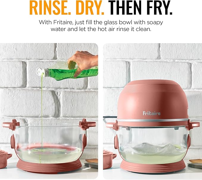 Non Toxic Air Fryer™ Pro | 9-in-1 Glass Air Fryer | Self-Cleaning | 5 Quart | Rotisserie and Tumbler | 400F Vortex For Even Cooking, BPA-Free Teflon Free, Recrisp, Roast, Bake, Mauve Rose